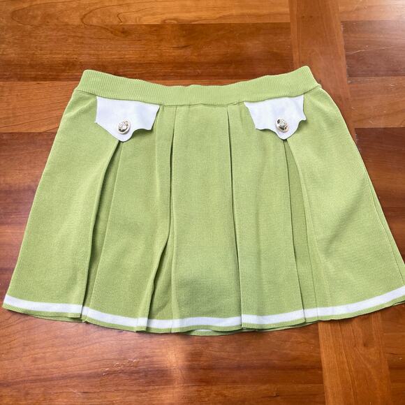 Daisy Sage Green Pleated Mini Skirt Women’s Large Preppy Tenniscore Knit Skort - Picture 3 of 11